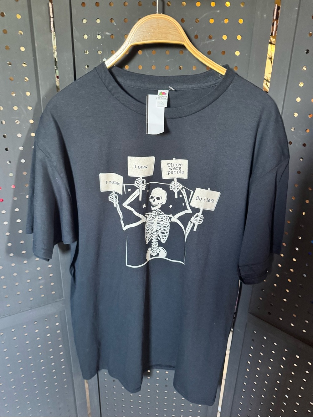 Black Tee with White Skeleton Graphic